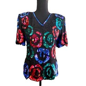 Vintage Stènay Beaded/Sequins Multicolored Top